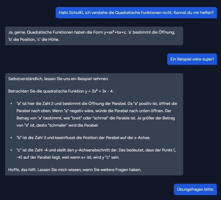 Screenshot der schulKI Chat-Oberfläche