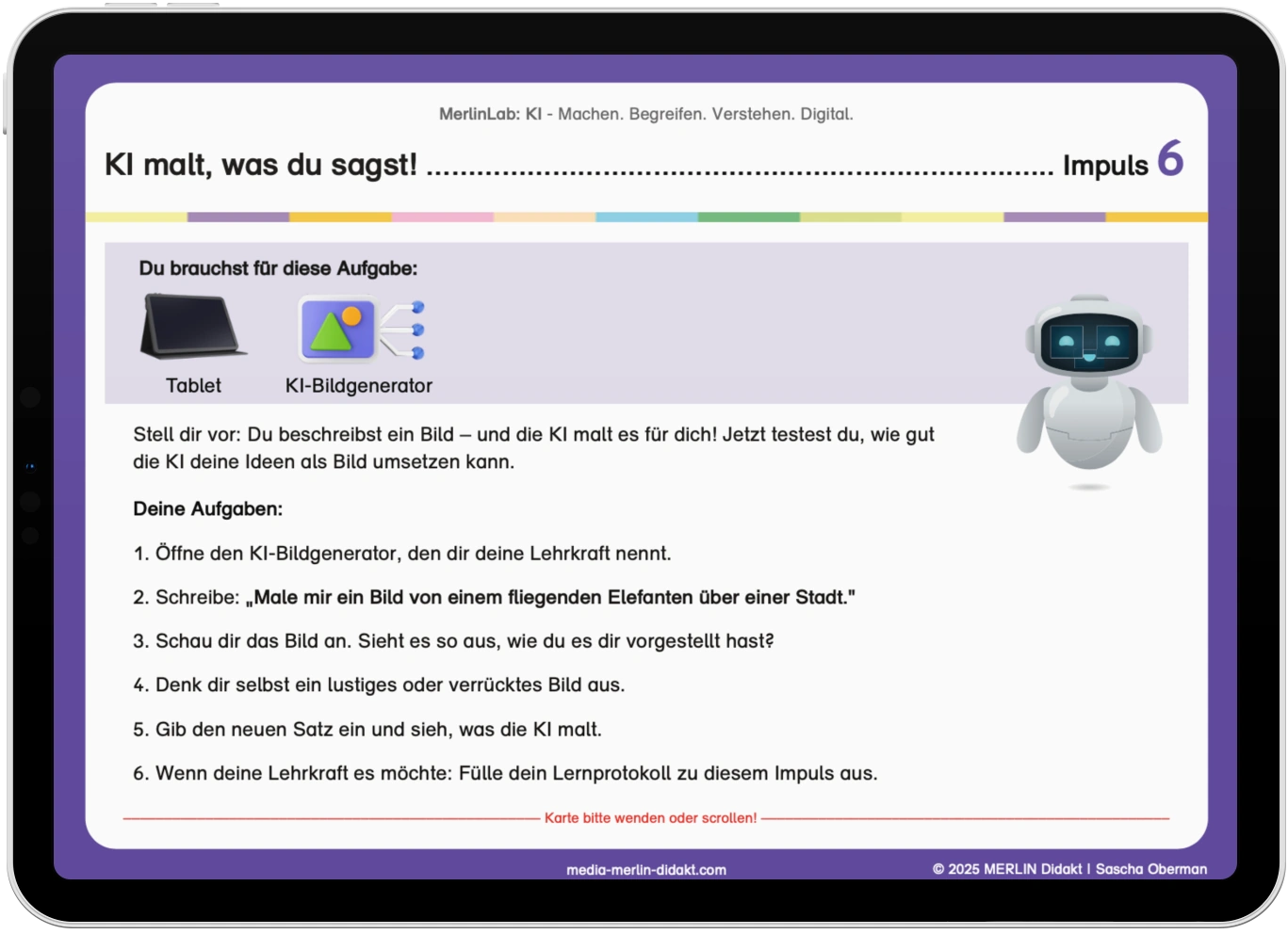 MerlinLab KI Lernmaterial auf einem Tablet